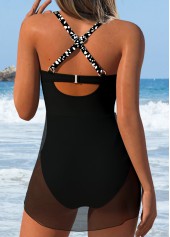 Black Patchwork Leopard One Piece Swimwear and Sarong | thumb picture 