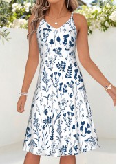 Navy Floral Print Two-piece Short Sleeve Dress and Cardigan | thumb picture 