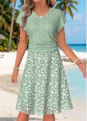 Sage Green Ditsy Floral Print Two-piece Top and Skirt | thumb picture 
