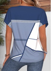 Dusty Blue Geometric Print Tummy Coverage T Shirt | thumb picture 