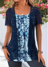 Blue Paisley Print Two-piece Cardigan and Tank Top | thumb picture 