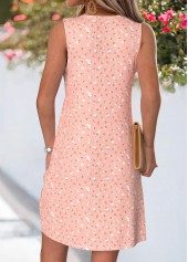 Dusty Pink Ditsy Floral Print Short Shirred Sleeveless Dress | thumb picture 
