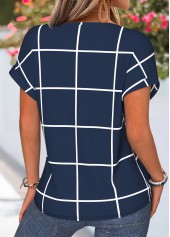 Navy Plaid Tummy Coverage Short Sleeve T Shirt | thumb picture 