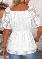 White Curved Hem Half Sleeve Square Neck Blouse | thumb picture 