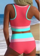 Coral High Waisted Scoop Neck Bikini Set | thumb picture 