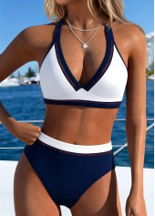 Multi Color Mid Waisted Patchwork Bikini Set