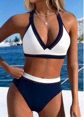 Multi Color Mid Waisted Patchwork Bikini Set | thumb picture 