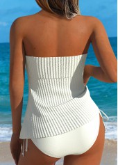 Beige Mid Waisted Lace Up Tankini Set | thumb picture 