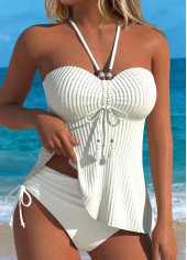 Beige Mid Waisted Lace Up Tankini Set | thumb picture 