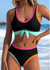 Black Mid Waisted Twist Bikini Set