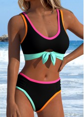 Black Mid Waisted Twist Bikini Set | thumb picture 