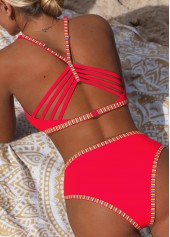 Coral Mid Waisted Two-piece Striped Bikini Set | thumb picture 