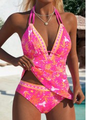 Hot Pink Mid Waisted Two-piece Tankini Set | thumb picture 