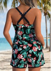 Black Bowknot Tropical Plants Print One Piece Swimwear | thumb picture 