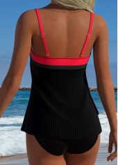 Black Layered Patchwork Bandeau Tankini Top-No Bottom | thumb picture 