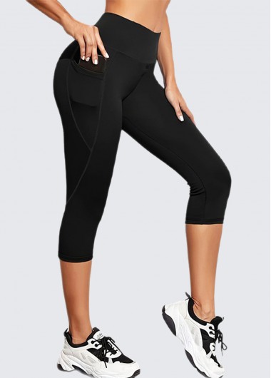 women clothes image of Black Stretch Skinny Elastic Waist High Waisted Sports Bottom