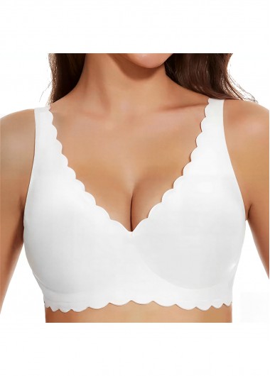 women clothes image of White Color V Neck Detail Bra