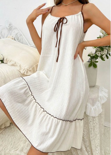 women clothes image of Beige Tie Strappy Scoop Neck Nightdress