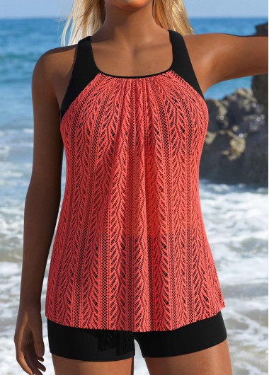 women clothes image of Dark Coffee Mid Waisted Tummy Coverage Tankini Set