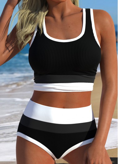 women clothes image of White High Waisted Layered Bikini Set