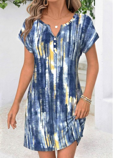 women clothes image of Multi Color Geometric Print Short Tummy Coverage Dress