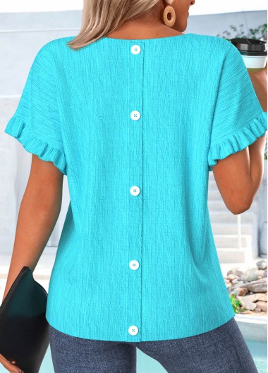 women clothes image of Cyan Frill Short Sleeve Round Neck T Shirt