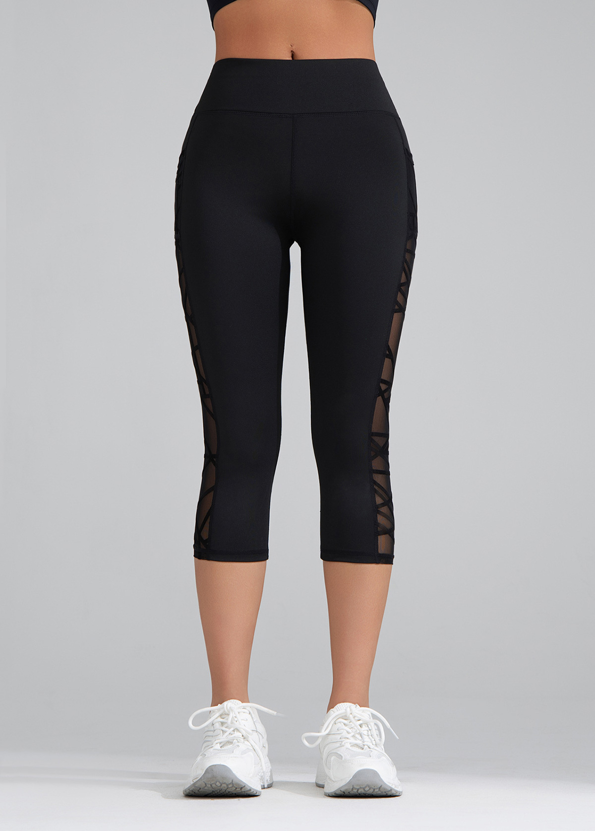 Black Stretch Skinny Elastic Waist High Waisted Sports Bottom | picture 