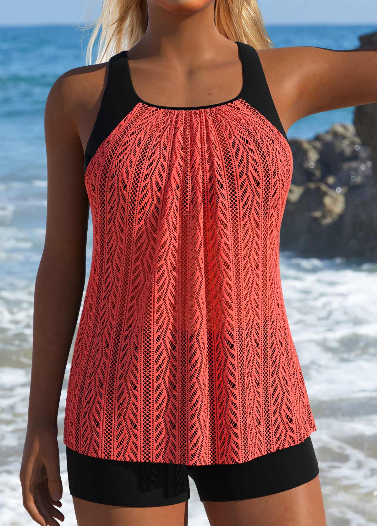 Dark Coffee Mid Waisted Tummy Coverage Tankini Set | picture 