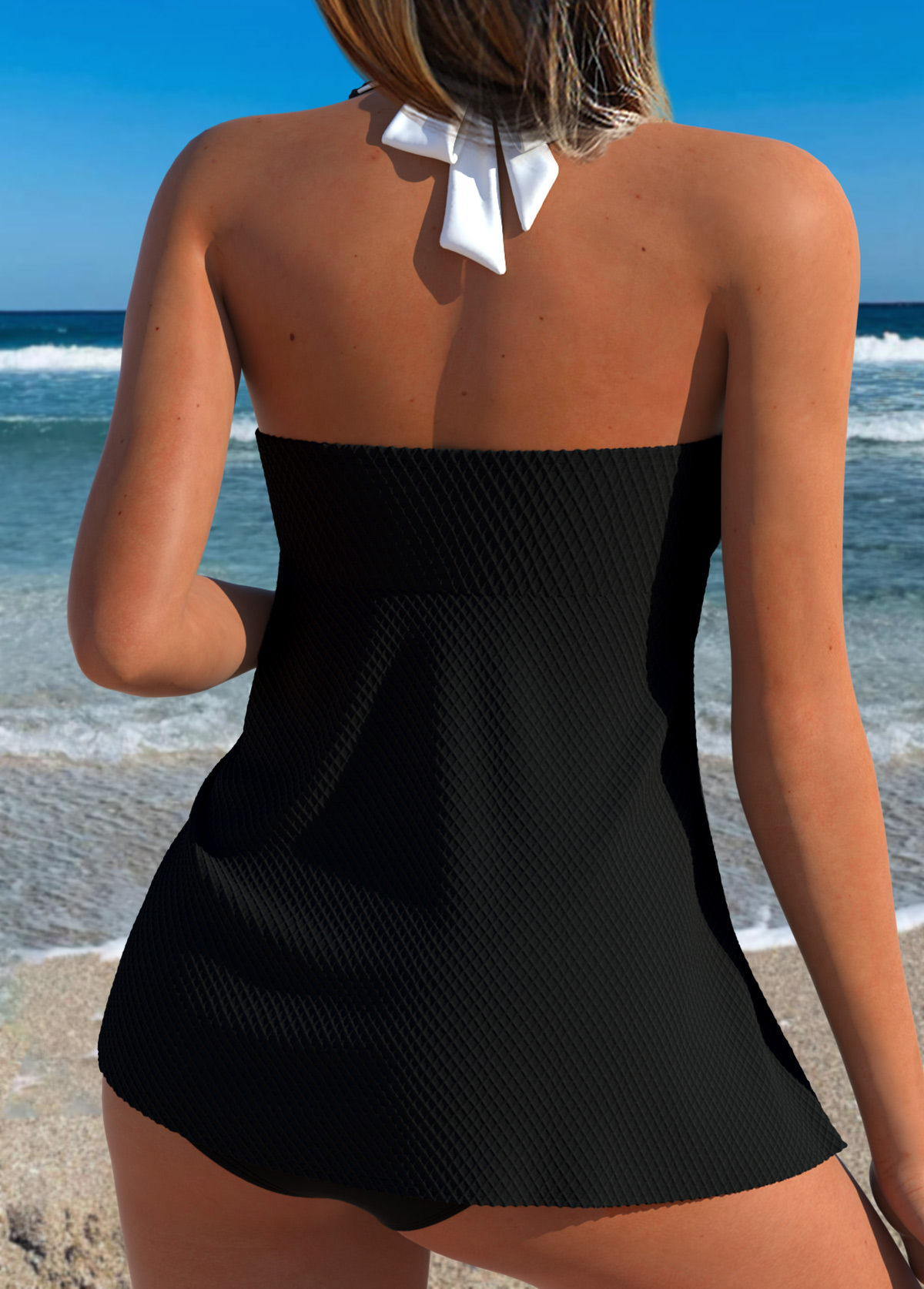 Black Layered Bowknot One Piece Swimdress | picture 