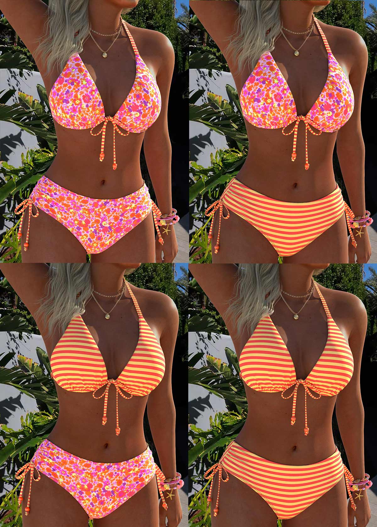 Pink Mid Waisted Pull On Bikini Set | picture 