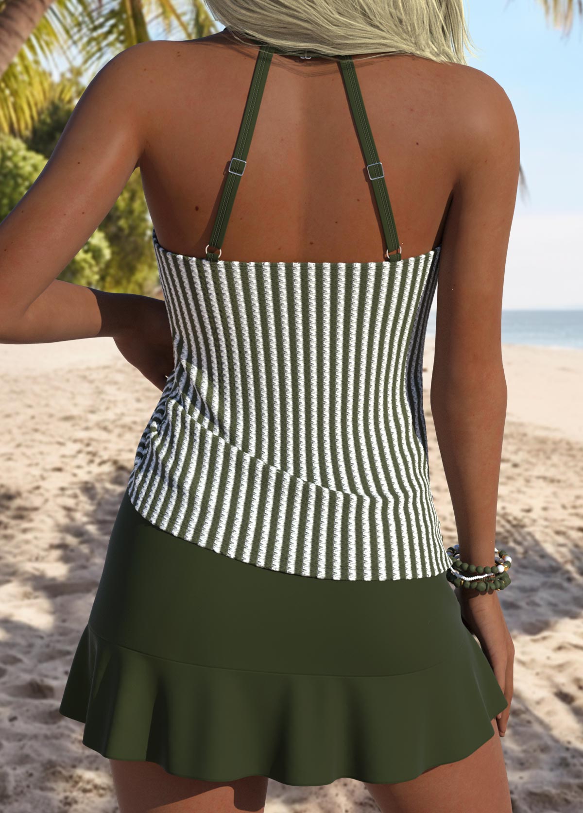 Sage Green Mid Waisted Tankini Set | picture 