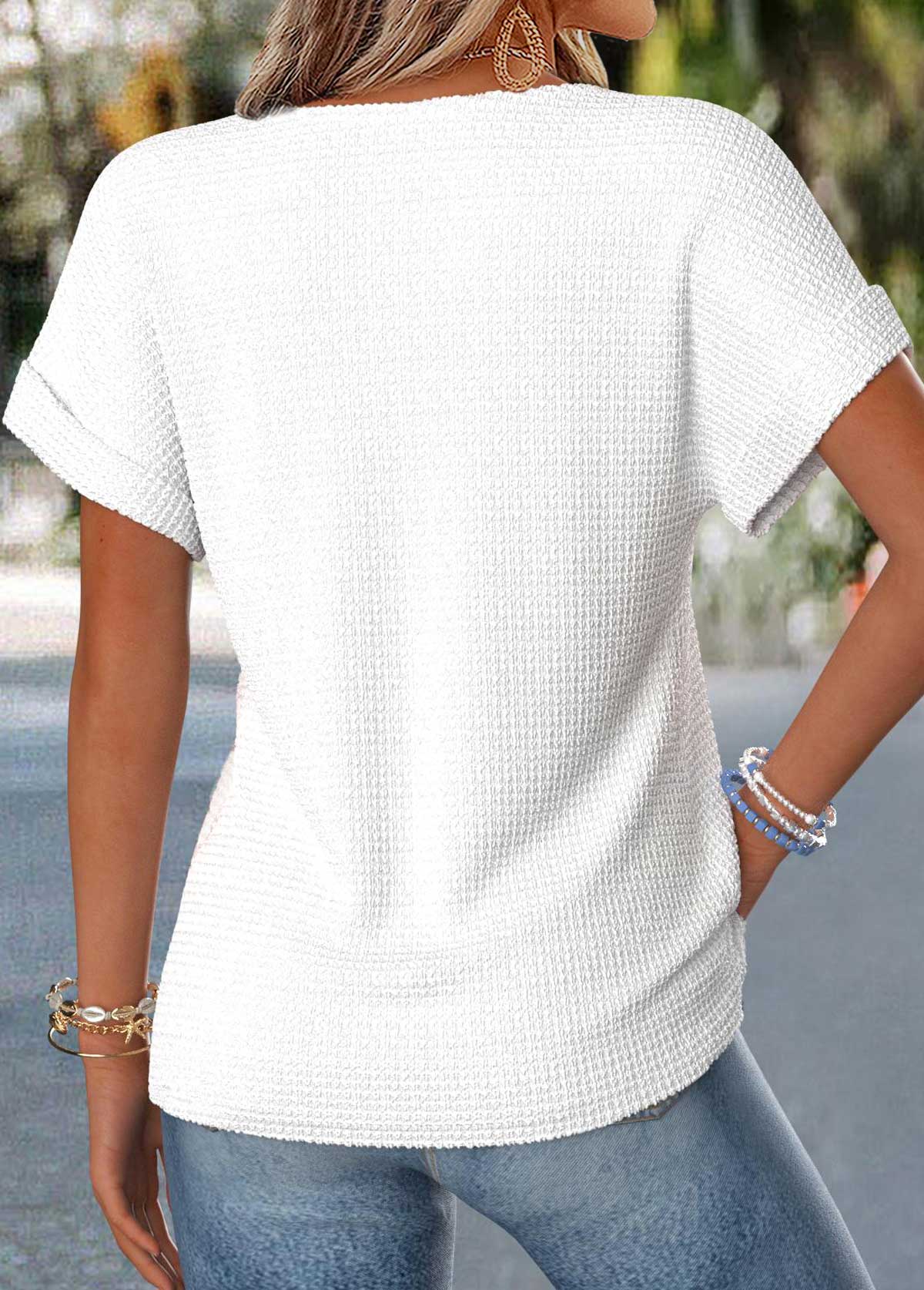 Raw White Curved Hem Short Sleeve T Shirt | picture 