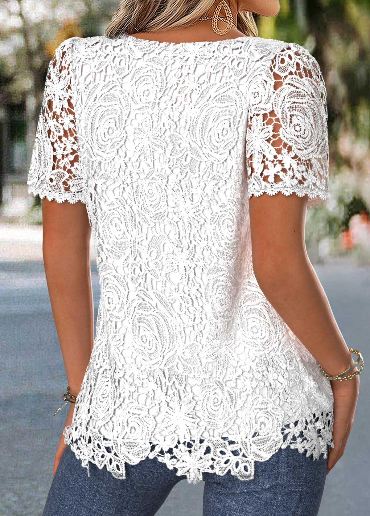 Raw White Layered Short Sleeve Square Neck T Shirt | picture 