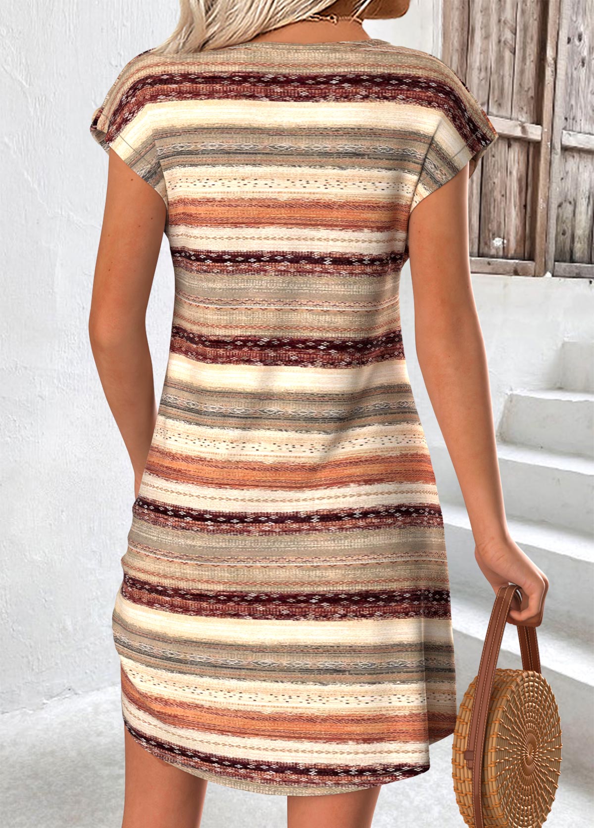 Multi Color Short Tummy Coverage Round Neck Dress | picture 