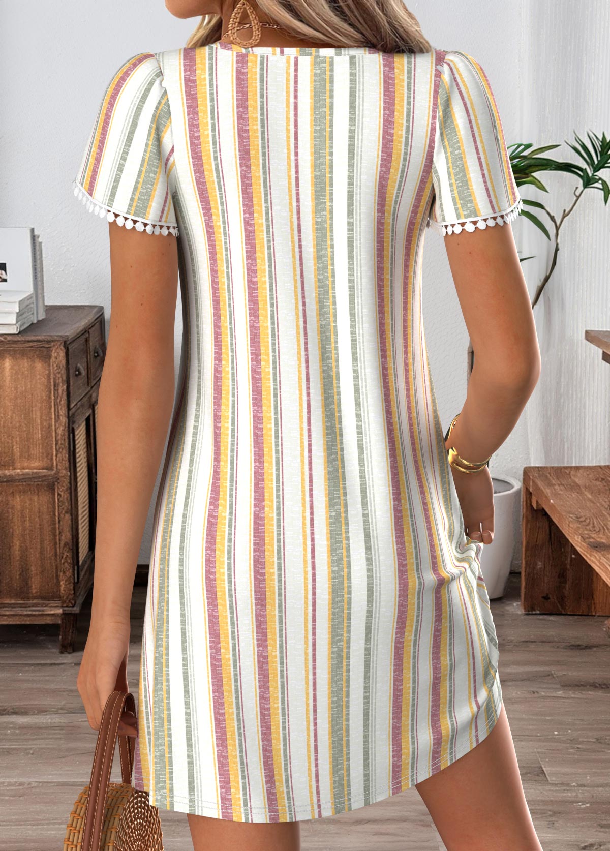 Multi Color Short Tummy Coverage Round Neck Dress | picture 