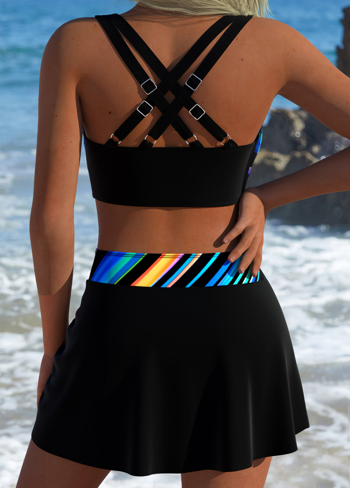 Multi Color High Waisted Wide Waistband Bikini Set | picture 