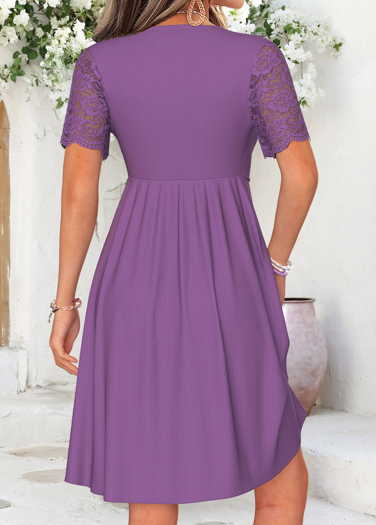 Purple Short Twist V Neck Dress | picture 