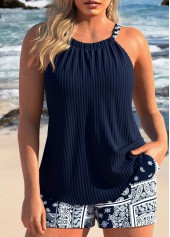 Patchwork Tribal Print Navy Tankini Set | thumb picture 