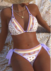 Low Waisted African Tribal Print Light Purple Bikini Set | thumb picture 