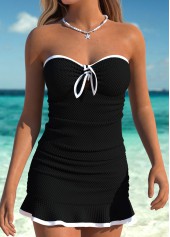 Tummy Coverage Mid Waisted Black Tankini Set