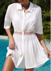 Ruched White Shirt Collar Cover Up | thumb picture 