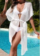 Bowknot White Color Short Sleeve Cover Up | thumb picture 