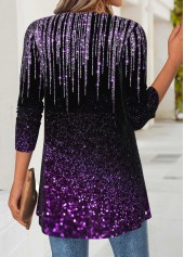 Purple Tummy Coverage Ombre Long Sleeve Lightweight Cardigan | thumb picture 