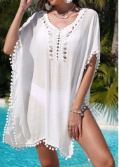 Handkerchief Hem White V Neck Cover Up | thumb picture 