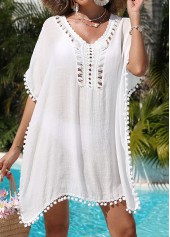 Handkerchief Hem White V Neck Cover Up | thumb picture 