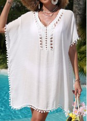 Handkerchief Hem White V Neck Cover Up | thumb picture 