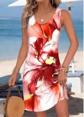 White Tummy Coverage Floral Print Short Sleeveless Dress | thumb picture 