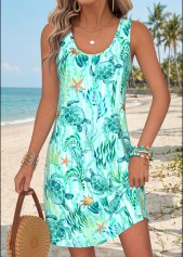 Plus Size Mint Green Tummy Coverage Short Sleeveless Dress