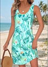 Plus Size Mint Green Tummy Coverage Short Sleeveless Dress | thumb picture 
