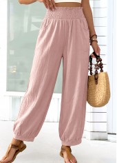 Pink Jogger Elastic Waist High Waisted Pants | thumb picture 